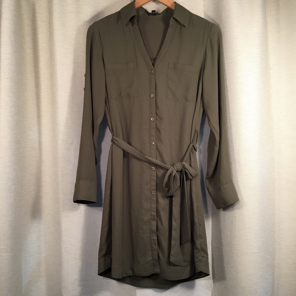 Express Long Sleeve Pocket Shirt Dress